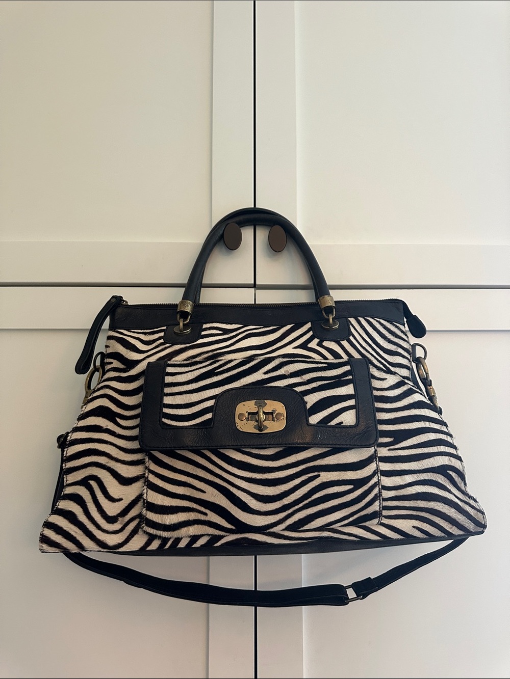 NORDSTROM LEATHER AND PONY HAIR SATCHEL